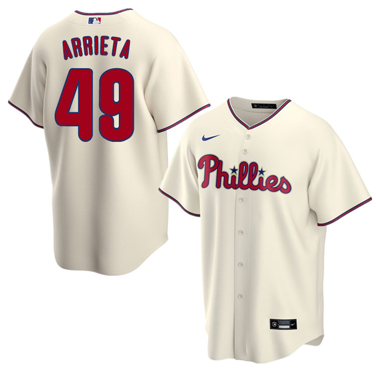 Nike Men #49 Jake Arrieta Philadelphia Phillies Baseball Jerseys Sale-Cream